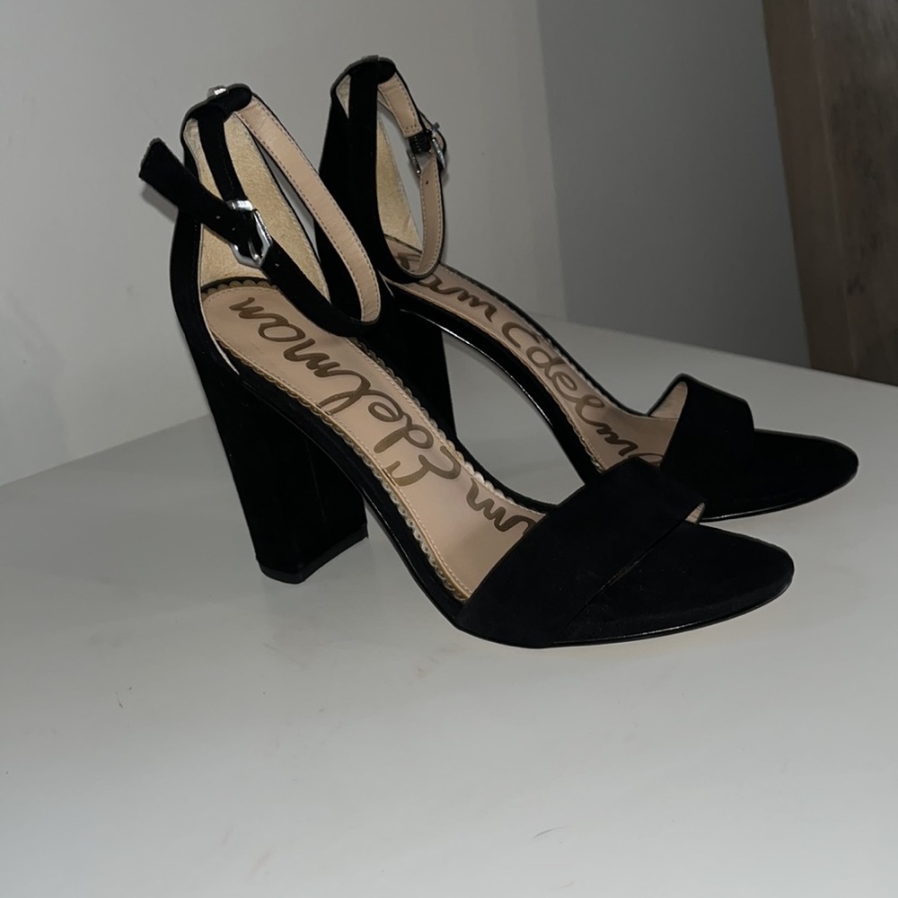 Sam Edelman | Lux Suede YARO heels | Black minimalist with chunky heel | Size 7 - Picture 9 of 16